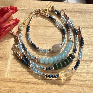 Gemstones and lucite dainty gold bracelet